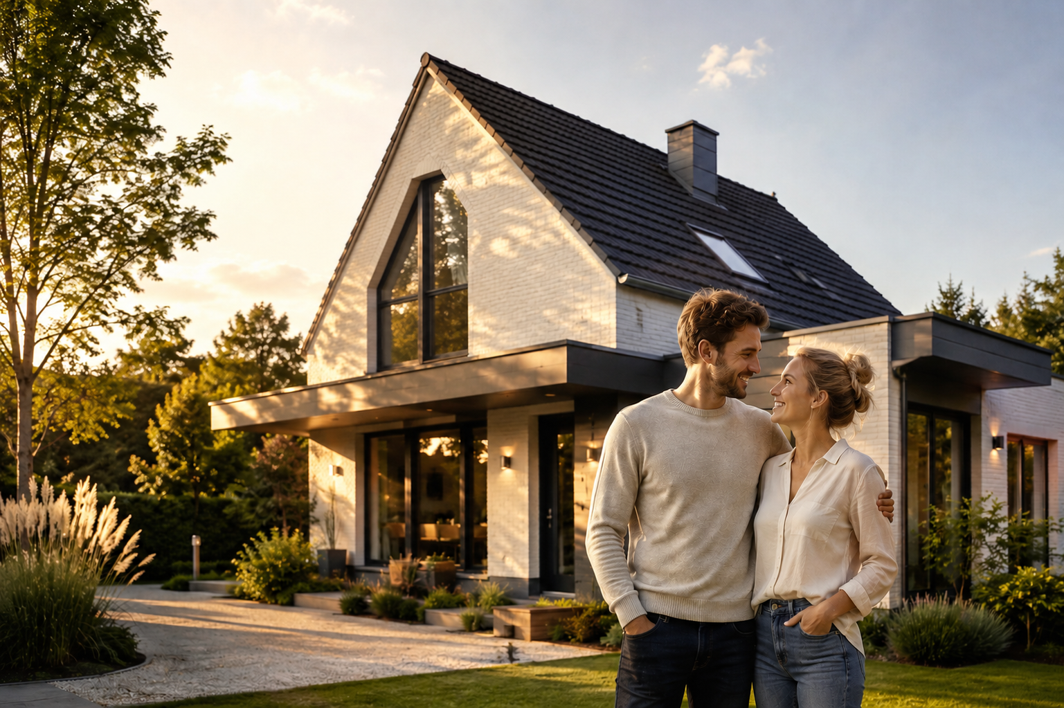 Tevreden stel voor hun nieuwe woning