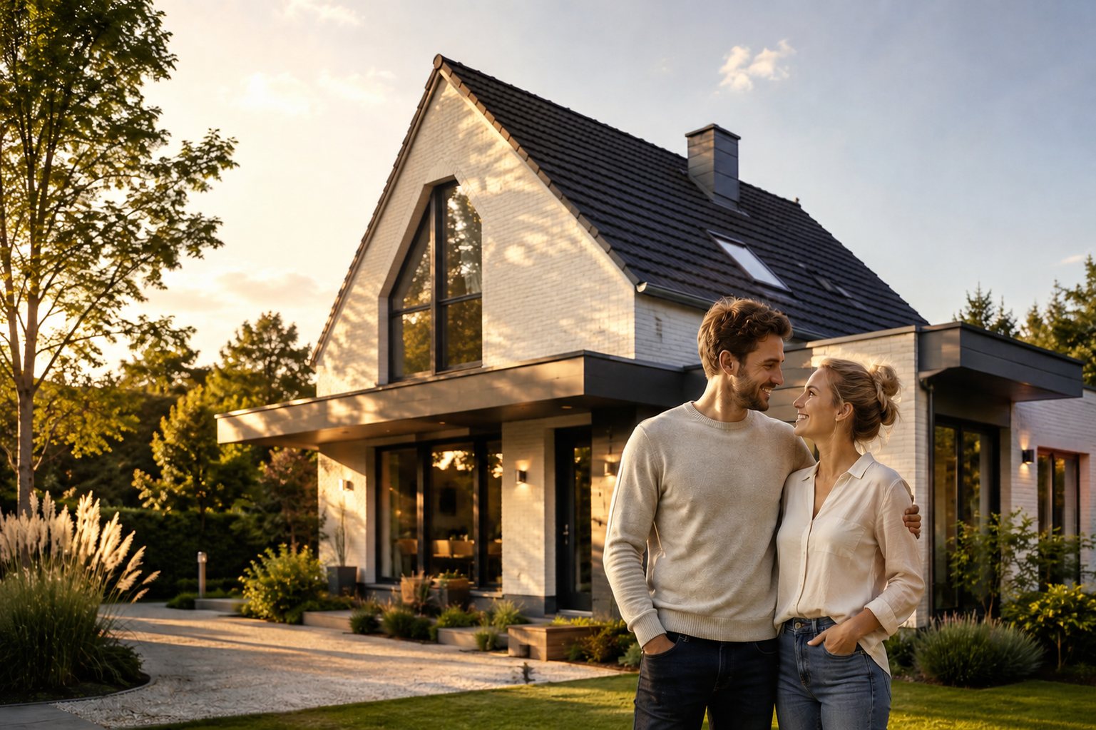 Tevreden stel voor hun nieuwe woning